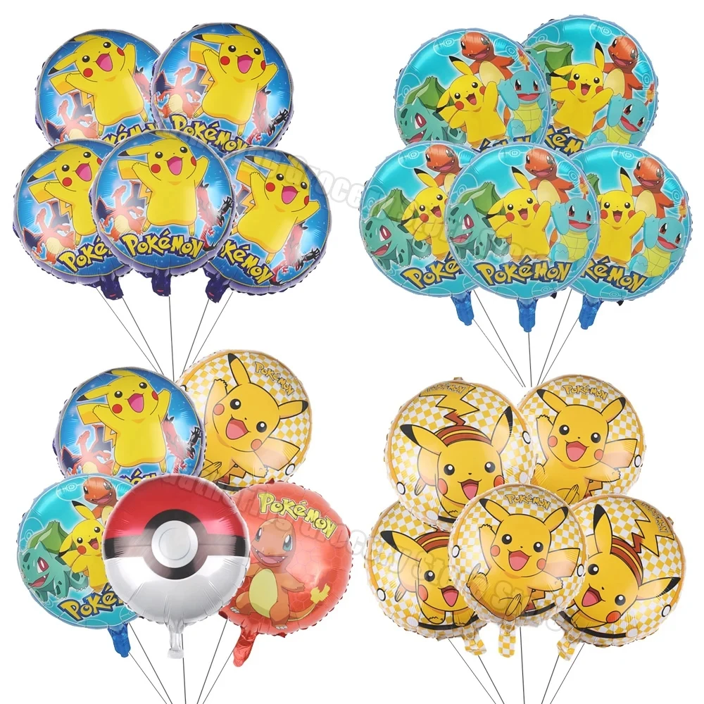 5Pcs/Set Pokemon 18inch Foil Ballon Party Decoration Accessories Inflate Helium Globos Kid Favor Anime Figures Party Supplies