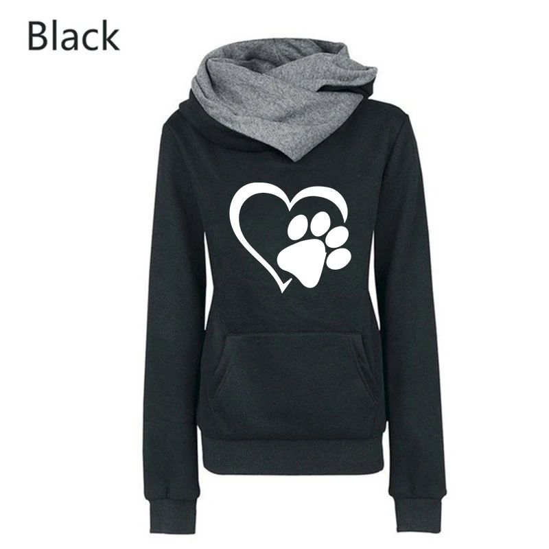 Cute Dog Paw Hoodie Fashion Printing Women\'s Casual Pullover Hoodies Winter Autumn Sweatshirt Teenager