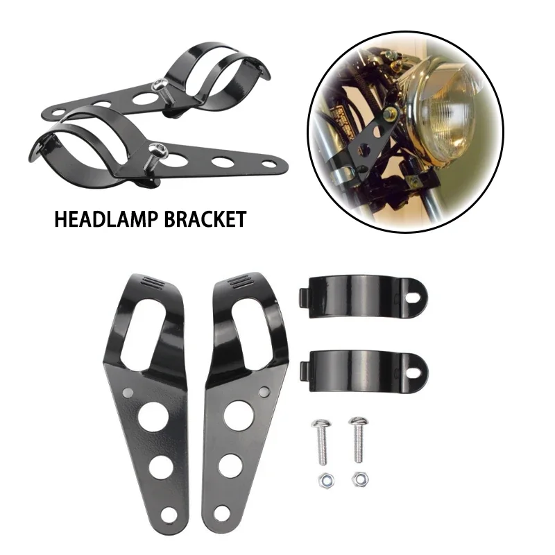 

Black Chrome Motorcycle Headlight Mount Bracket Fork Ear Chopper Headlamp Holder Clamp Adjustable Motor Fork Mount