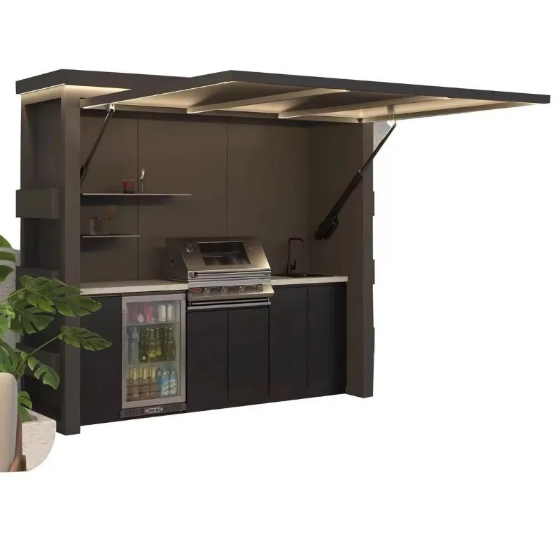 Outdoor Kitchen Modular Prefab BBQ Unit All‑in‑one Built‑in Grill Sink Refrigerator Weatherproof For Villa Courtyard Garden