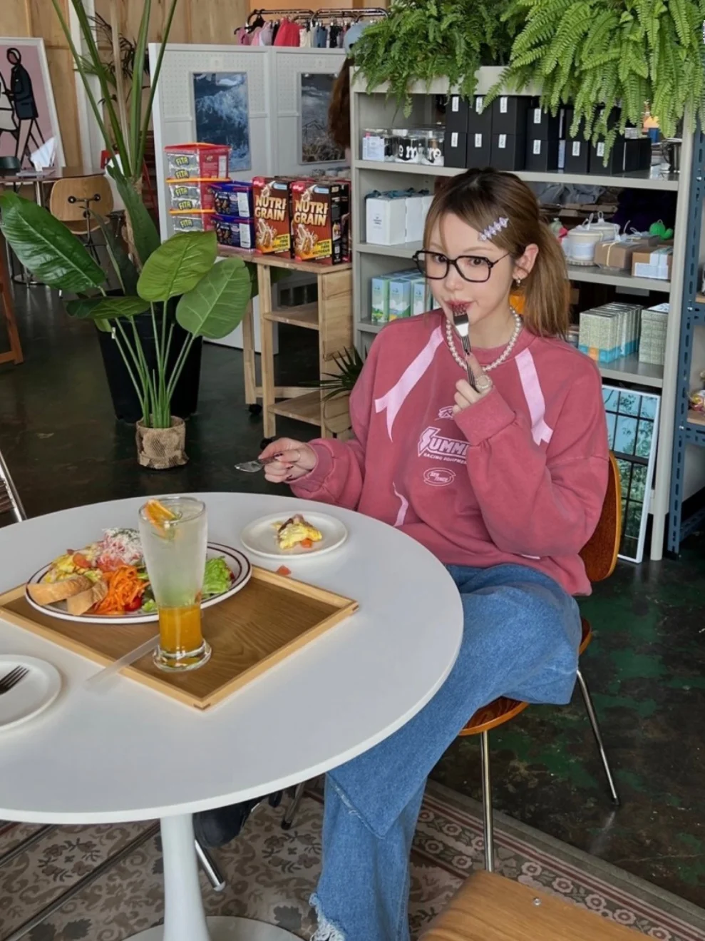 Waed Casual Long Sve Felpa ampia Unico SEI Coreano Semplice Personali Neutro k Rosso Pendolarismo Sle rotondo Ne Stampa