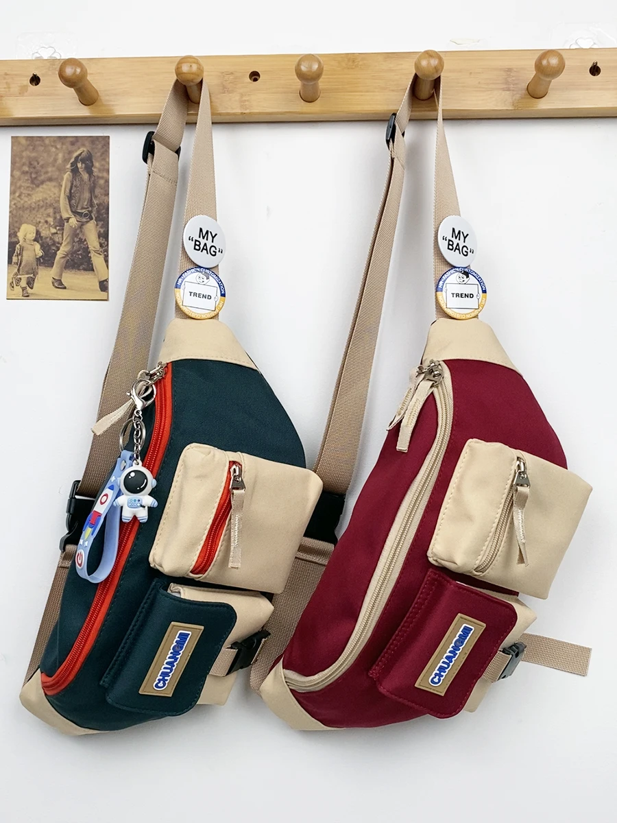 Cool Street Sle Crossbody Bag Unisex Casual Single Shoulder Mobile Phone Waist Pack Nylon Material Zipper Closure Pure Color