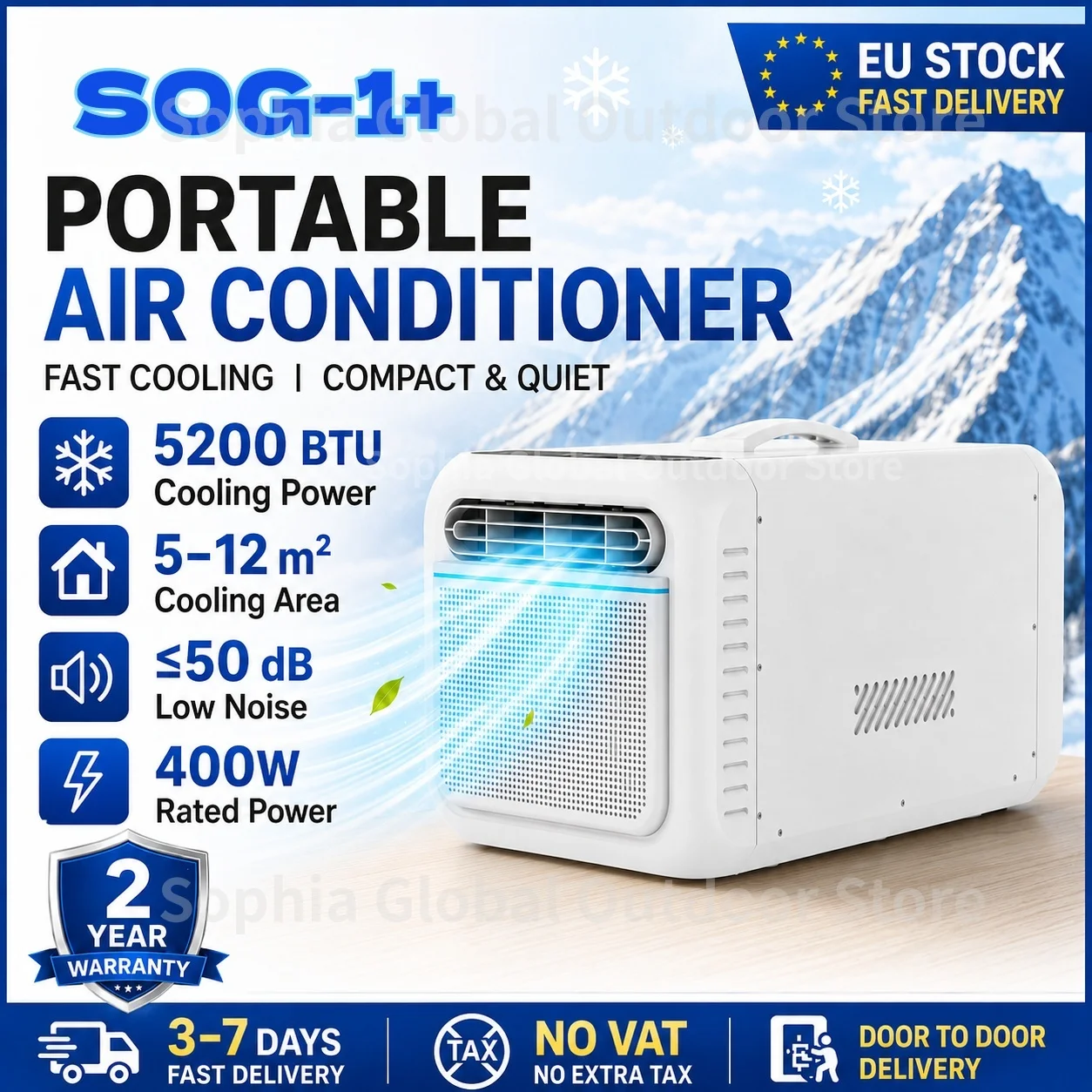 Climatiseur portable SOG-1+ 5200 BTU 400 W, faible consommation, mobile, pour camping, camping-car, petite pièce (8-10 personnes) ㎡ refroidisseur d'air portable pour extérieur 1 Climatiseur portable SOG-1+ 5200 BTU 400 W, faible consommation, mobile, pour camping, camping-car, petite pièce (8-10 personnes) ㎡ refroidisseur d'air portable pour extérieur 1