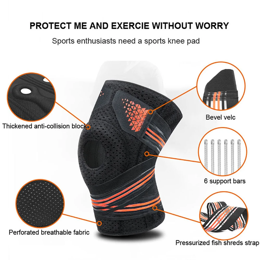 1Pcs Adjustable Compression Knee Sleeve Meniscus Tear Adults Sports Knee Stabilizer Brace Patella Knee Sleeve Protection