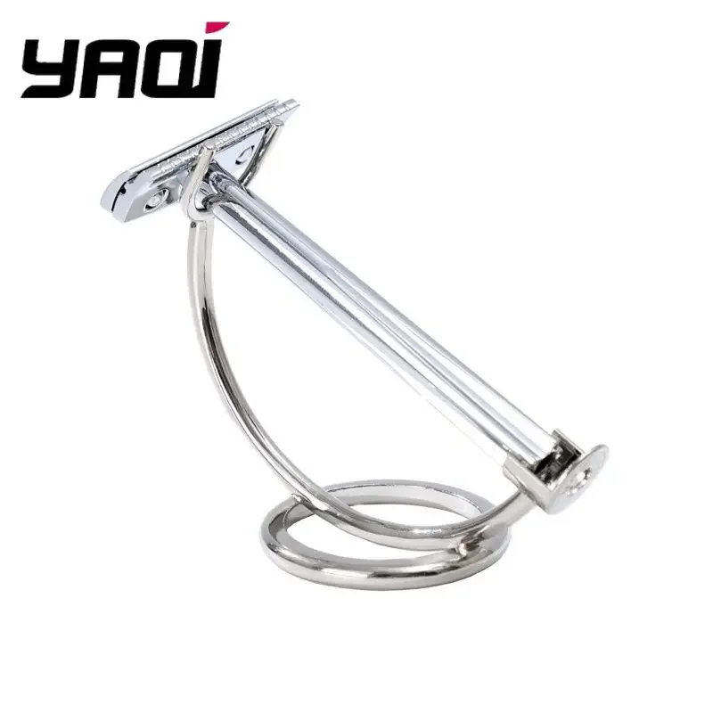 YAQI Chrome Color Mens Safety Razor Stand Holder for Straight Razors - Bathroom Accessory