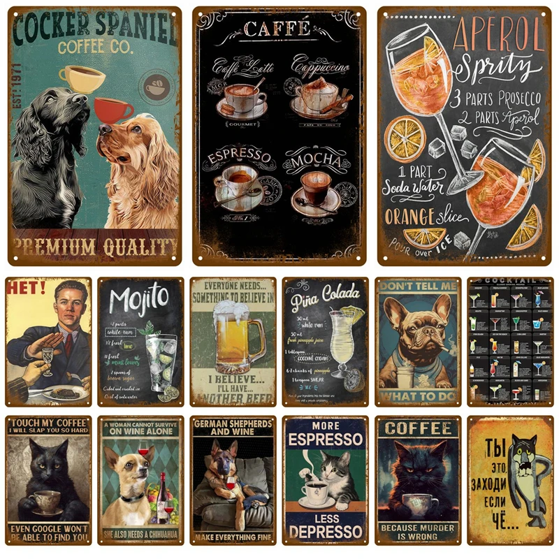 Vintage Room Decoration Home Decor Items Tin Signs Aesthetic Men Bedroom Metal Signs Retro Metal Plate Posters Wall Art Mural