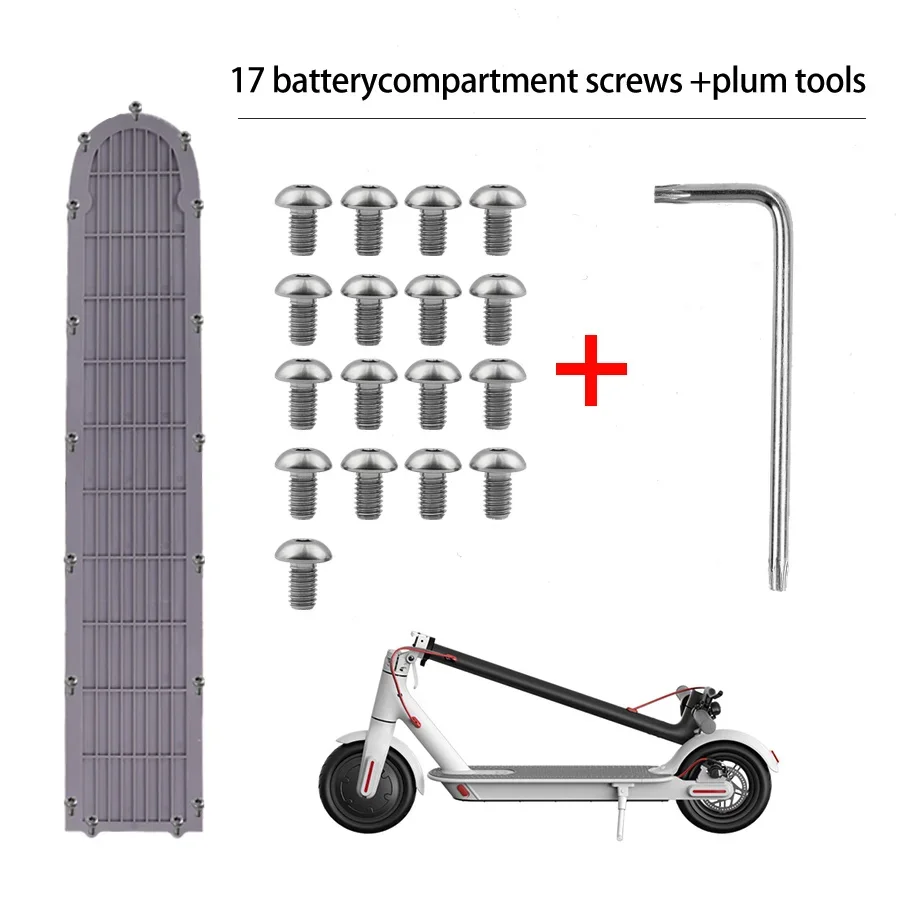 Peças de montagem da tampa da bateria inferior para xiaomi m365 scooter elétrico silicone pé almofada kit 17 pçs parafusos tampa da bateria inferior