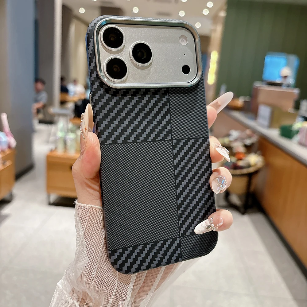Kohlefaser-Textur Magnetische Hülle für iPhone 17 16 15 14 13 Pro Max Air Ultradünne Legierungs-Linse Kabelloses Laden für Magsafe Cover – Detail 10