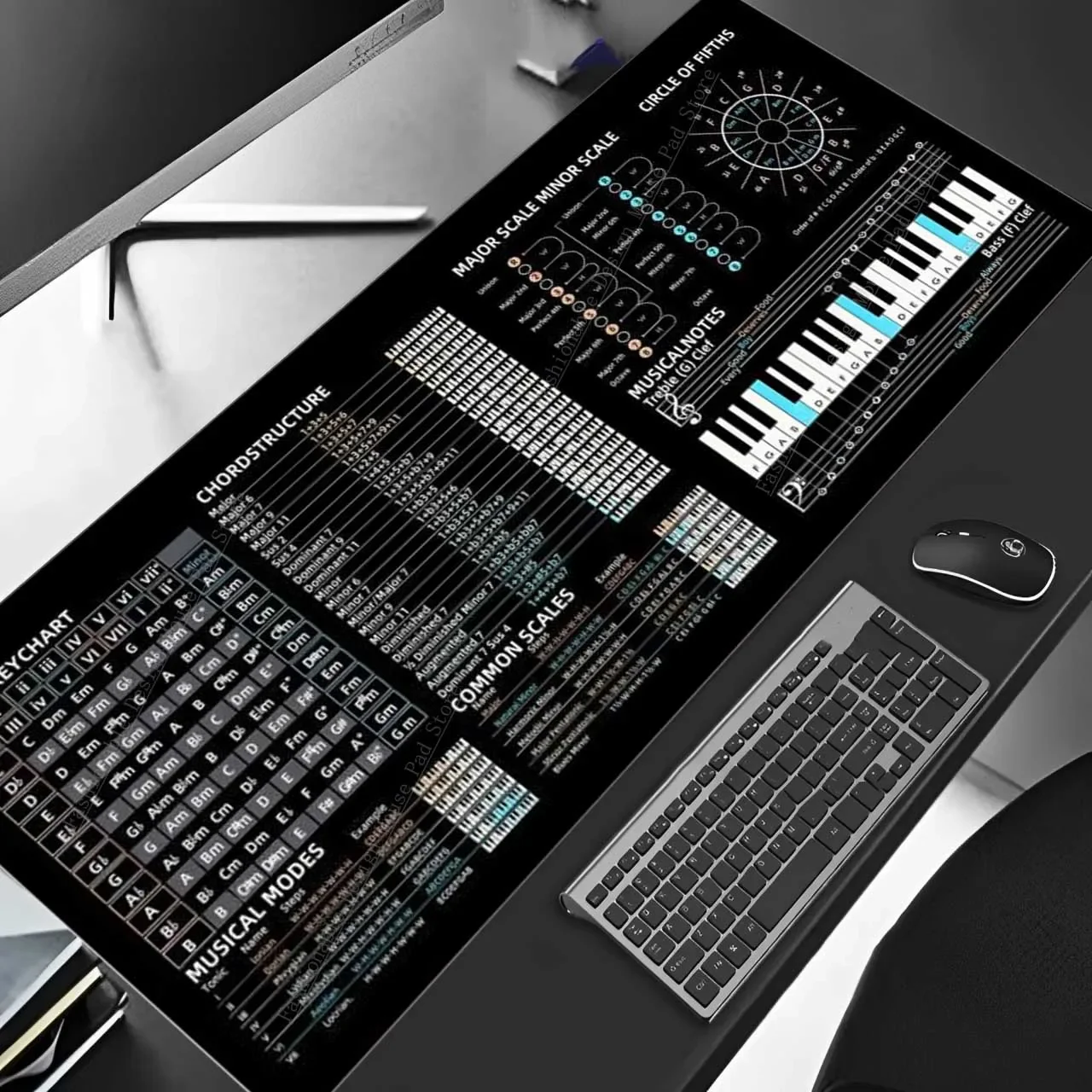 Music Theory Piano Keys Shortcut keys Desktop Pad Memo Sheet XXL Rubber Mouse Pad keyboard Office Office User Anti Slip view 4