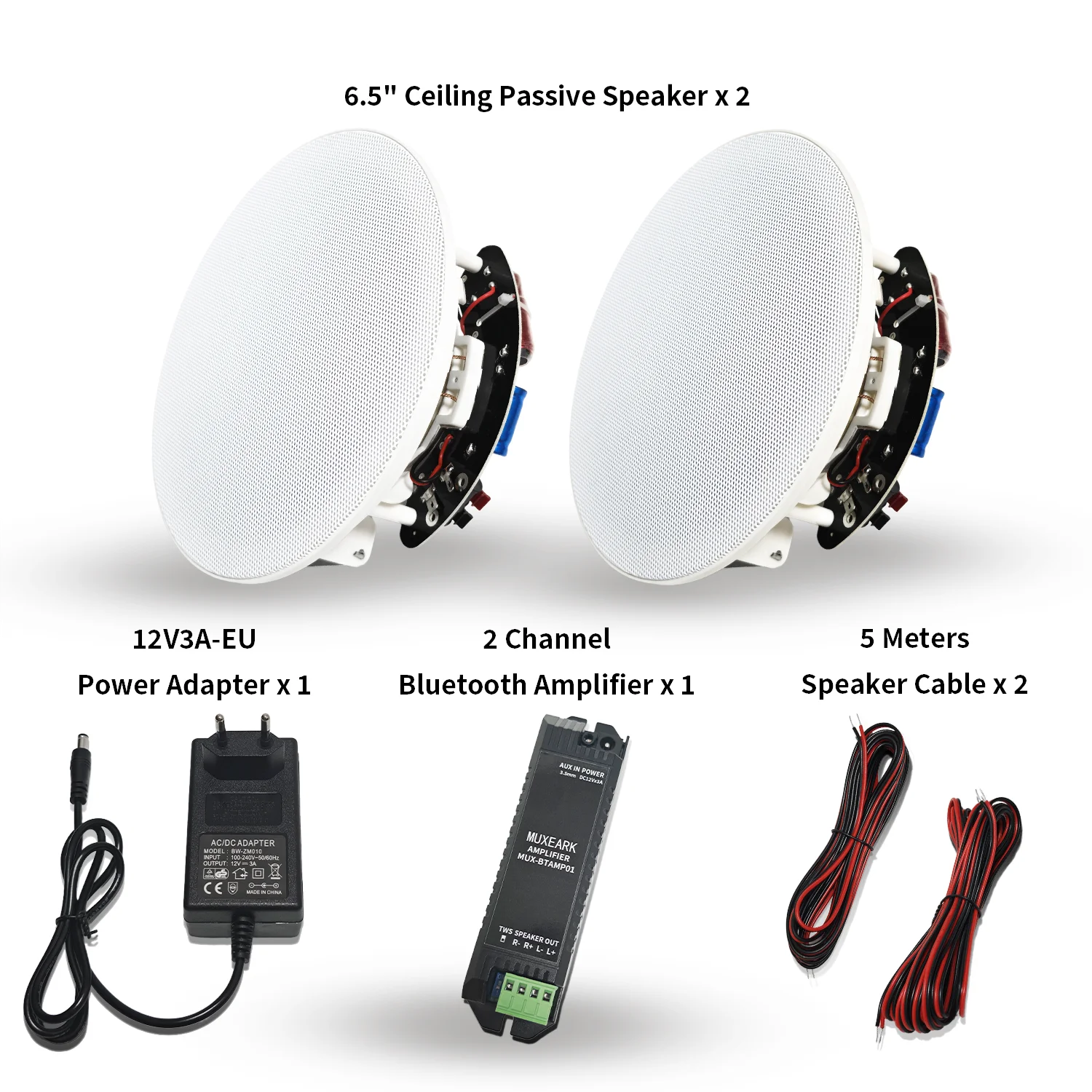 2 Stuks 6.5 ''In Plafond Bluetooth Speakers 300W 2-Way Inbouw Luidsprekers Systeem Met Versterker Ontvanger voor Indoor Badkamer