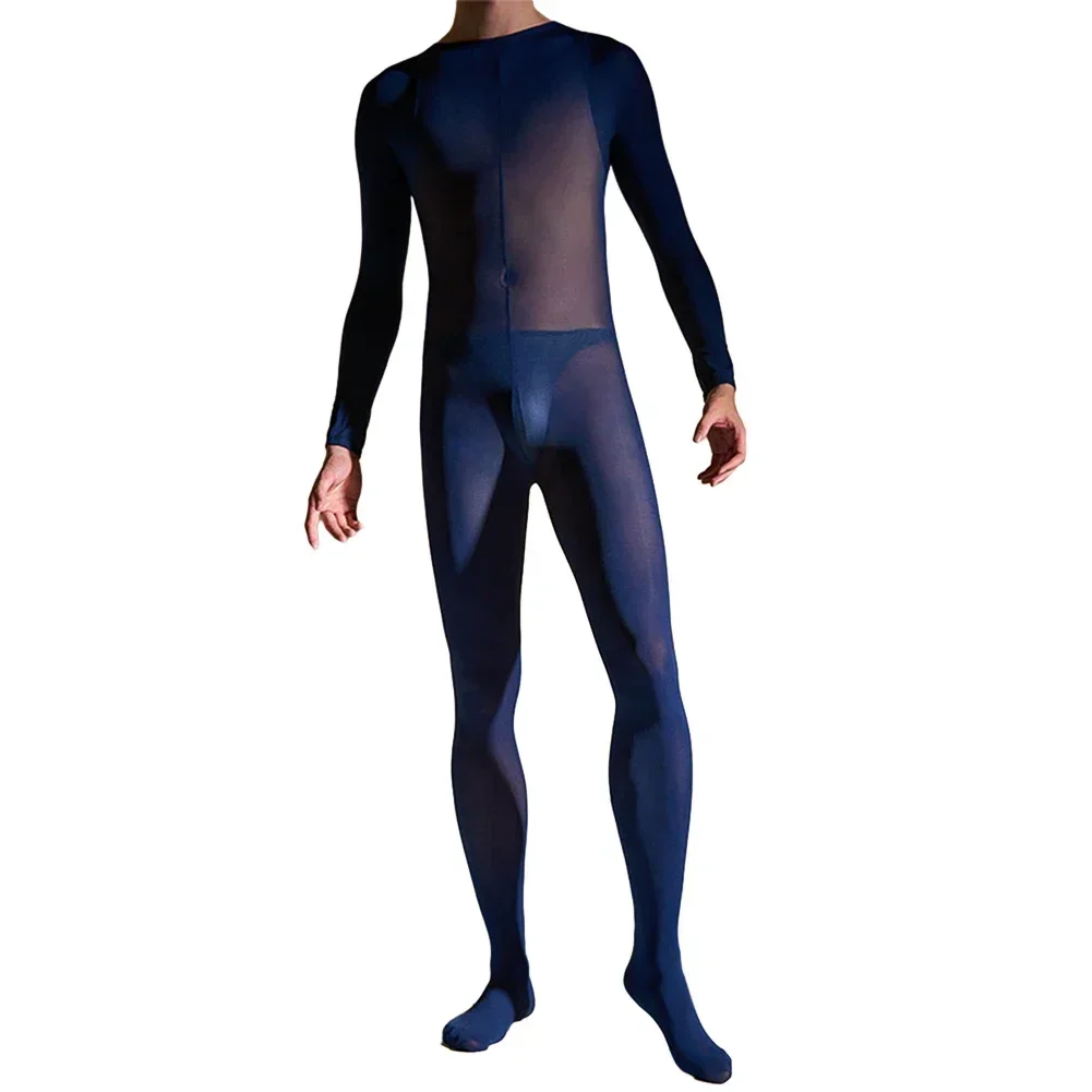 Sexy Men Thermal Underwear Onsiee All In One-Overall Bodysuit Long Johns Transparent Temptation Pantyhose See-through Underwear