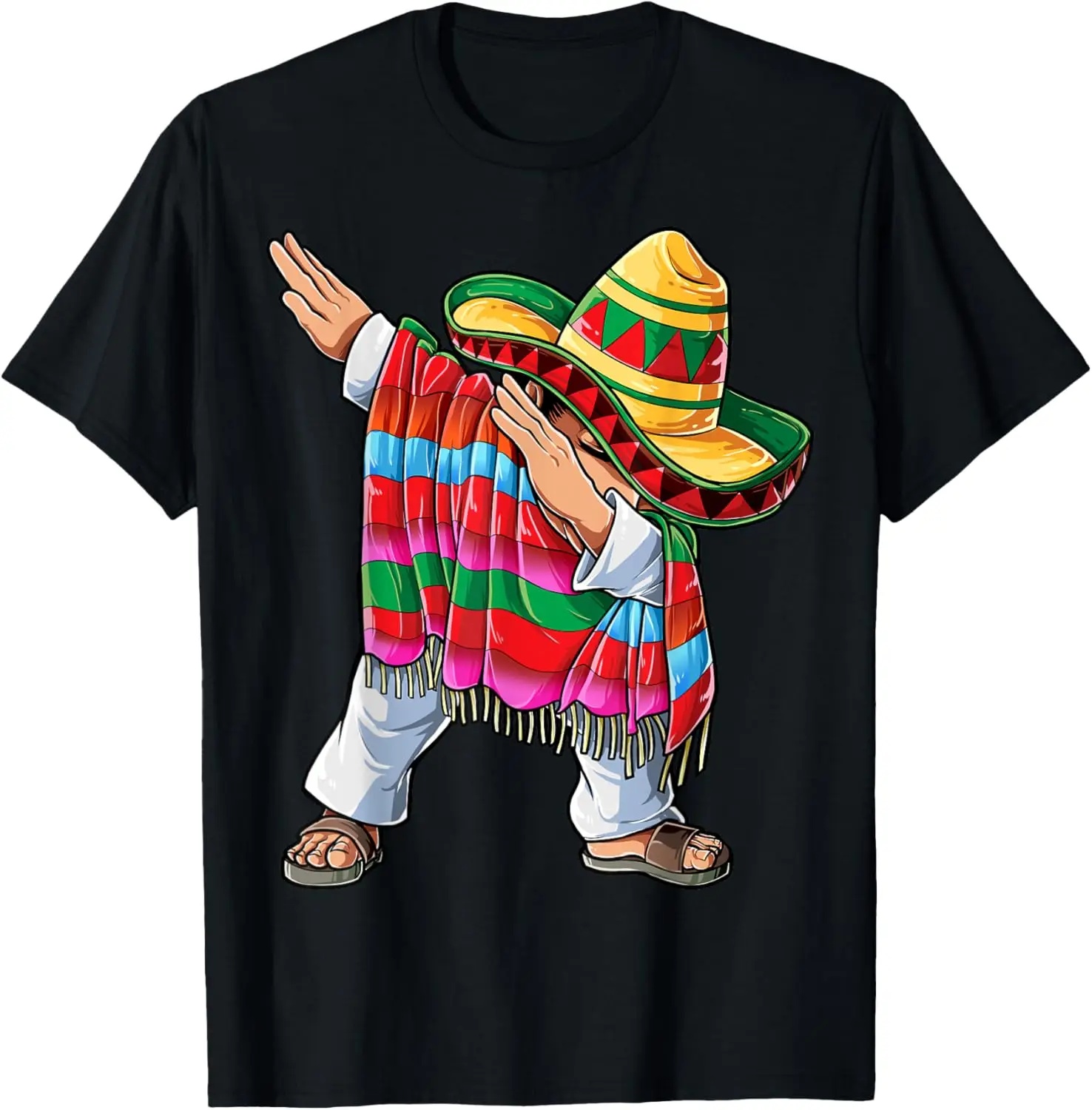 Dabbing Poncho mexicano Cinco de Mayo niños hombres manga corta Sombrero Dab camiseta