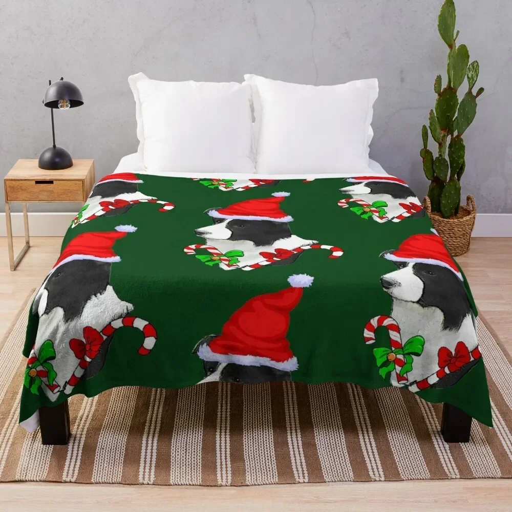 

Border Collie Christmas Gifts Throw Blanket Decorative Sofas Loose Flannel Fabric warm for winter Blankets