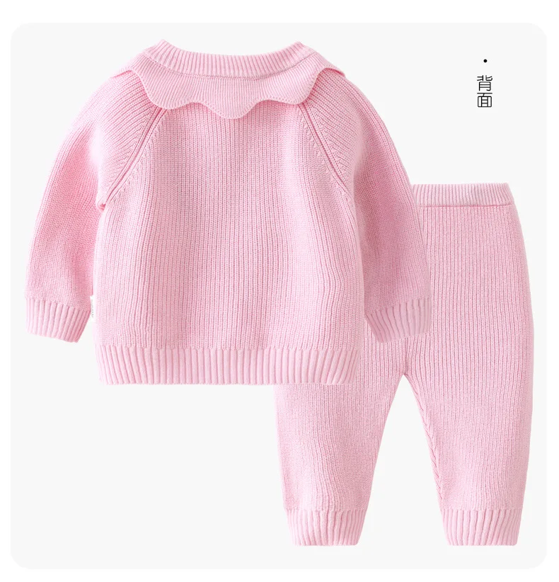 2Piece Spring Fall Toddler Girl Outfits Set Korean Cartoon Cute Baby Cardigan Sweater+Pants Knitted Suit Newborn Clothes BC1518