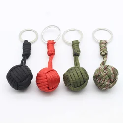 Outdoor Umbrella Rope Braided Keychain Accessories Military Self-defense Tool Steel Ball Keyring Hand-braided Keychains Pendant