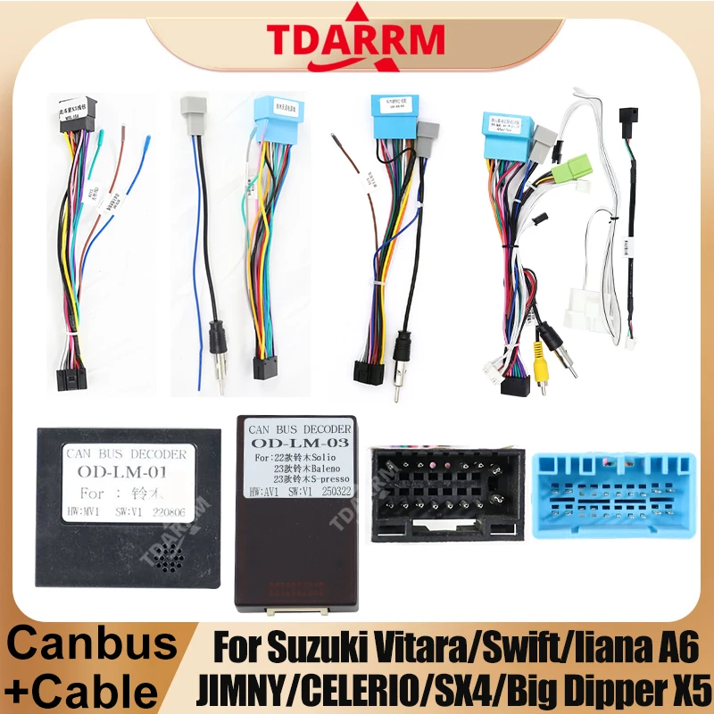 Canbus Decoder Wire Harness Adapter Power Android 2din Car Radio Cable For Suzuki Vitara/Swift/liana A6/WAGON/JIMNY/CELERIO/SX4