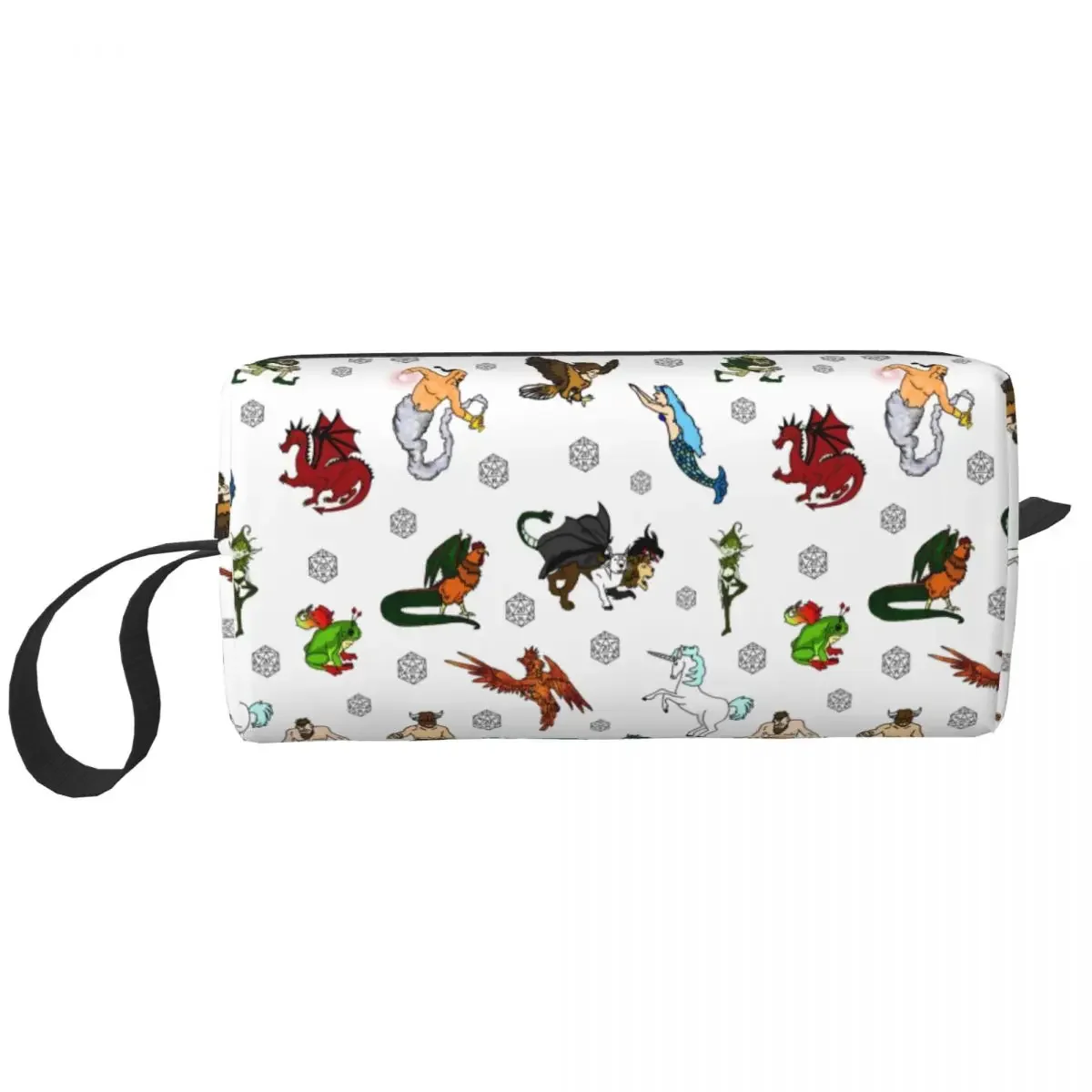 DnD Creatures And Dice Large Makeup Bag Waterproof Pouch Travel Cosmetic Bags Portable Toiletry Bag for Unisex