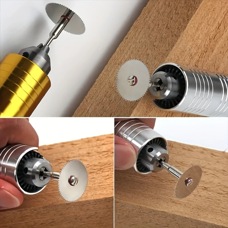 6PCS/Set Mini Circular Blade Metal Discs with 1pc 1/8" Shank Extension Rod, Cutting Wheel Set for Rotary Tools,Cutting Wood Tool view 6