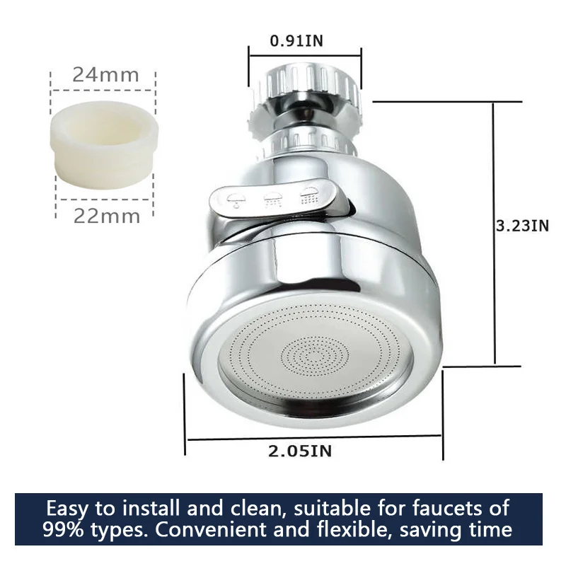 Universal 3โหมดก๊อกน้ำห้องครัวอะแดปเตอร์ Aerator Shower Head ความดันบ้านน้ำ Bubbler Splash Filter Tap Nozzle Connector