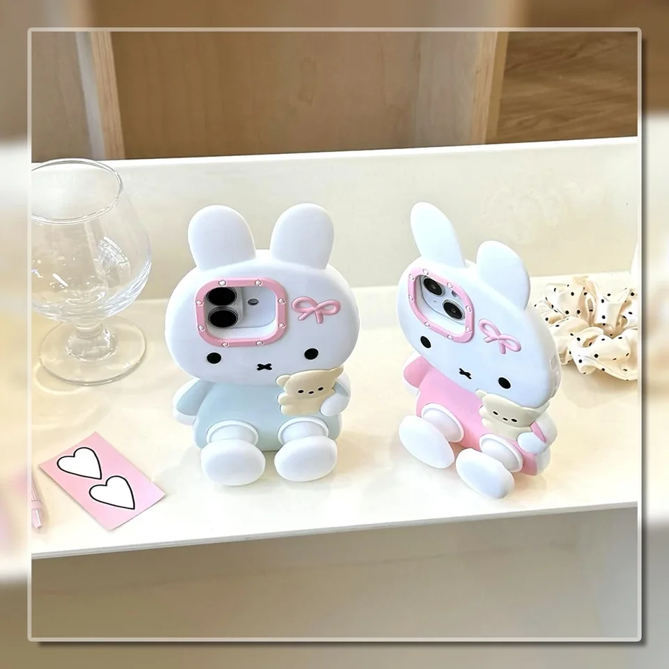 Miffy Phone Case for iPhone 17 Pro Max 16 15 14 Pink Blue Silicone