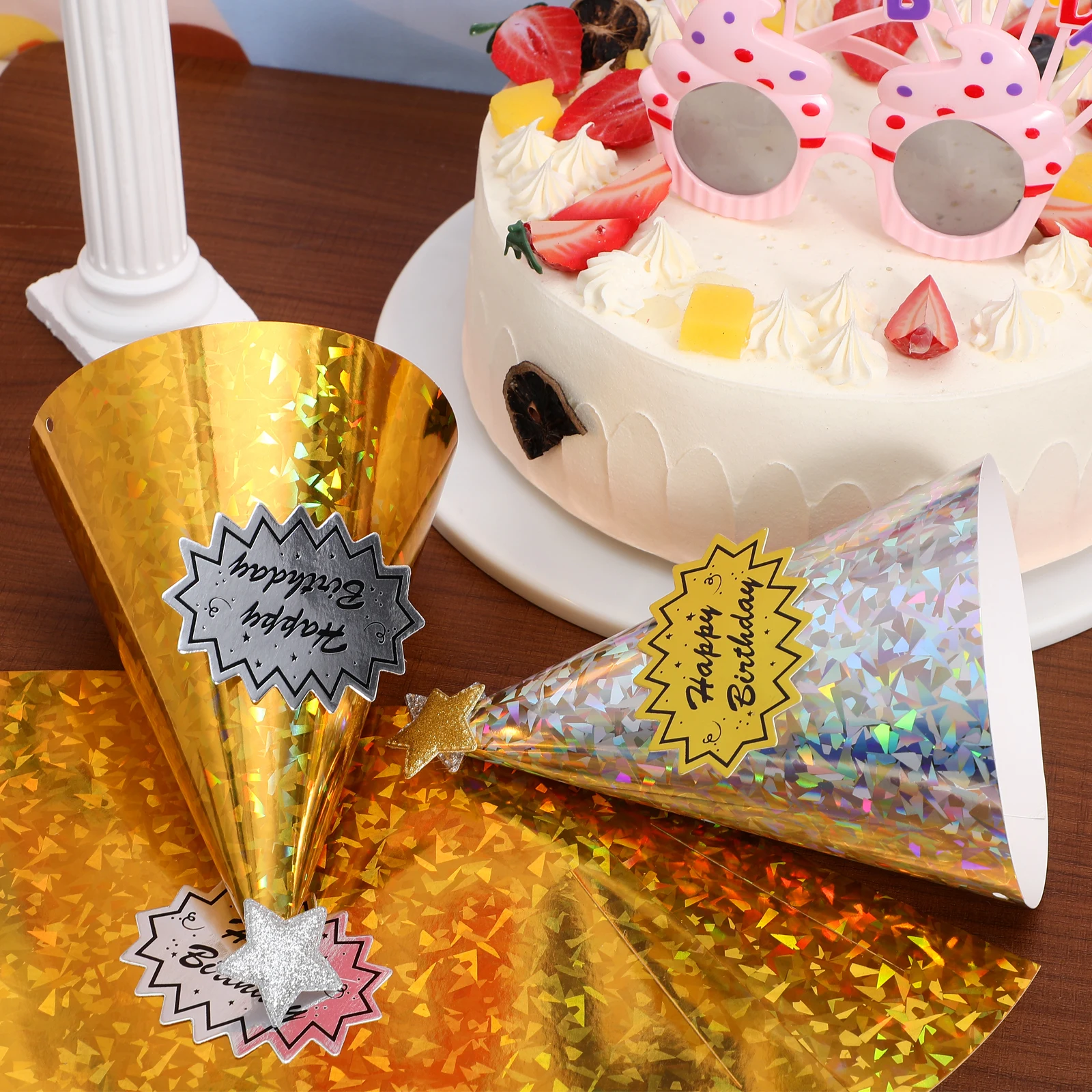 

20 Pcs Birthday Hats Kids Party Cone Shaped Paper Crown Mini Celebration Children Accessories Lightweight Proper Size Star