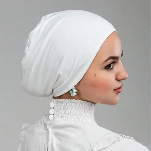 Hot Soild Cotton Modal Jersey Hijabs for Muslim Women Turban Tube Caps Elastic Base Inner Cap Head Wear Women's Bonnet Hats