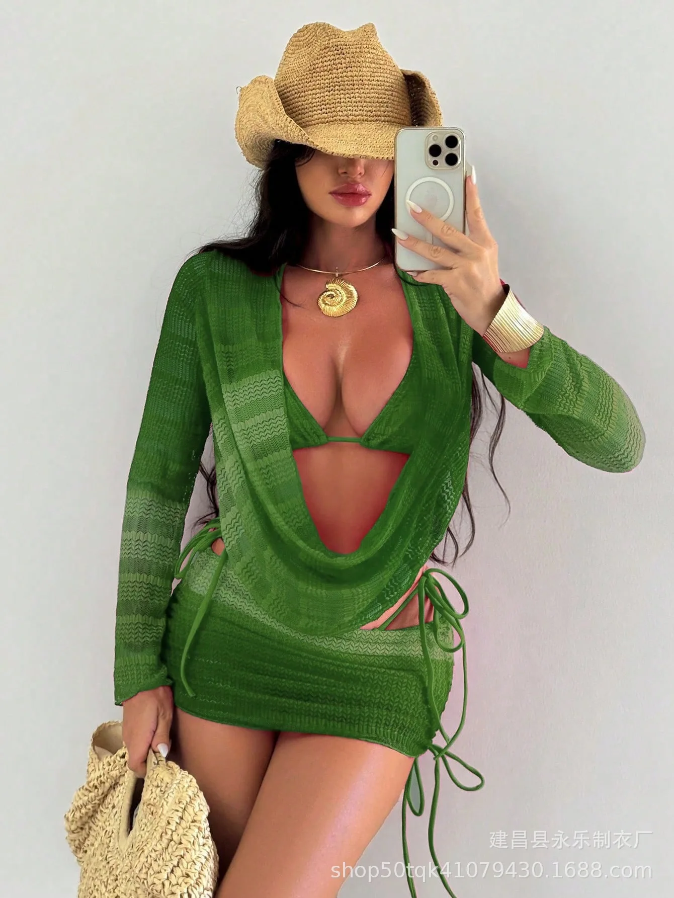 2025 feminino 3 peças cor bloco conjunto de biquíni com pura manga longa cobrir sexy praia maiô verão manga longa sexy maiô