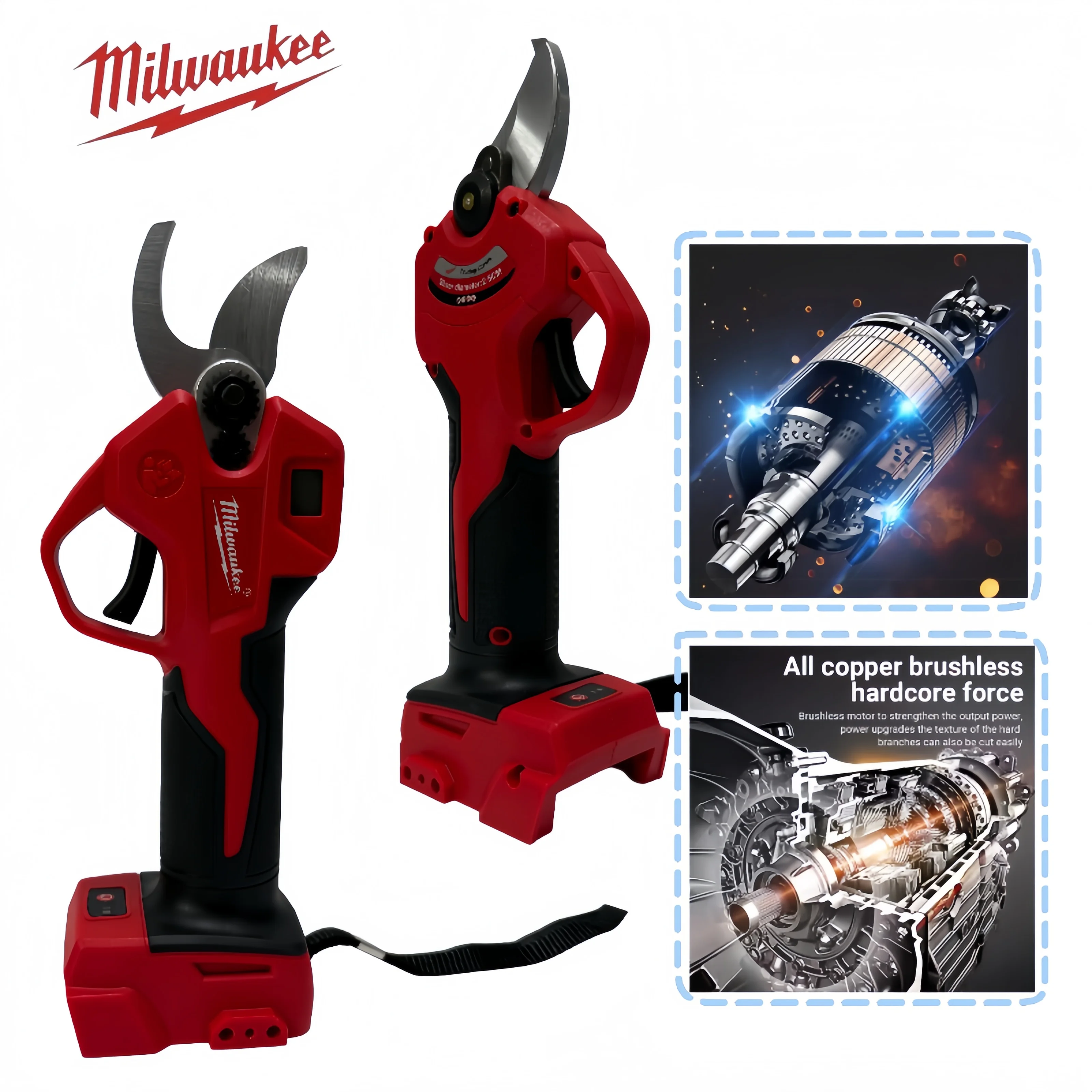 

Milwaukee 18V 25mm brushless electric pruning shears 600W cordless power trimmer garden tree trimmer.