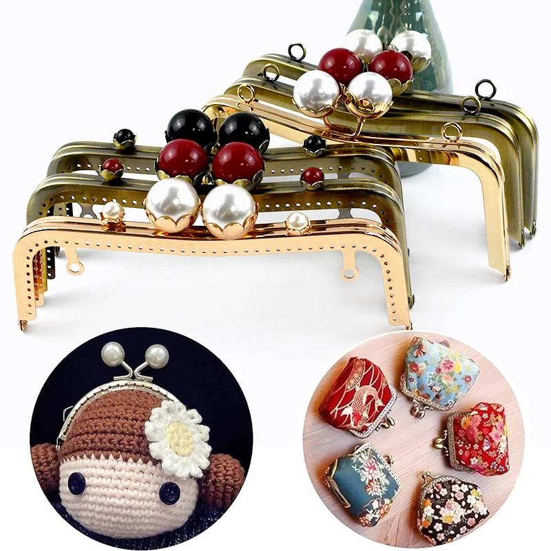 

1 шт./2 шт. 20 см жемчужная металлическая сумка, застежка-поцелуй, замок, сделай сам, ремесленный кошелек, рамка, пряжка, фурнитура, ручка, кронштейны для сцепления, зажимы-карабины