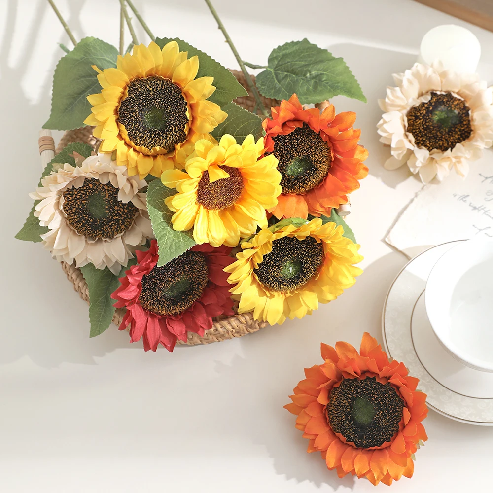 1/2 Stücke 26/47 CM Sonnenblumen Künstliche Blumen Bouquet Party Supplies für Wohnkultur Hochzeit Dekoration Gefälschte Blumen DIY Zubehör – Detail 5