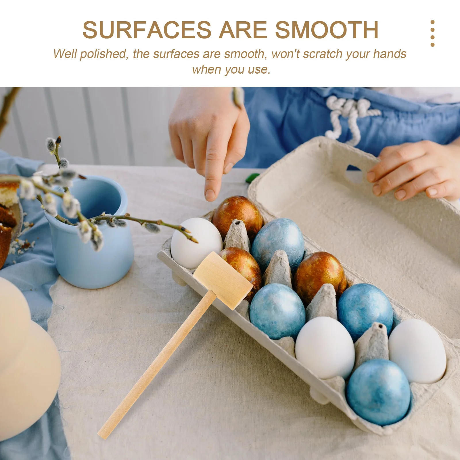 20Pcs Mini Hammer Wooden Smooth Safe Lightweight Kids Mallet for Cake Chocolate Pounding Game Prop Natural Cracking Mallet