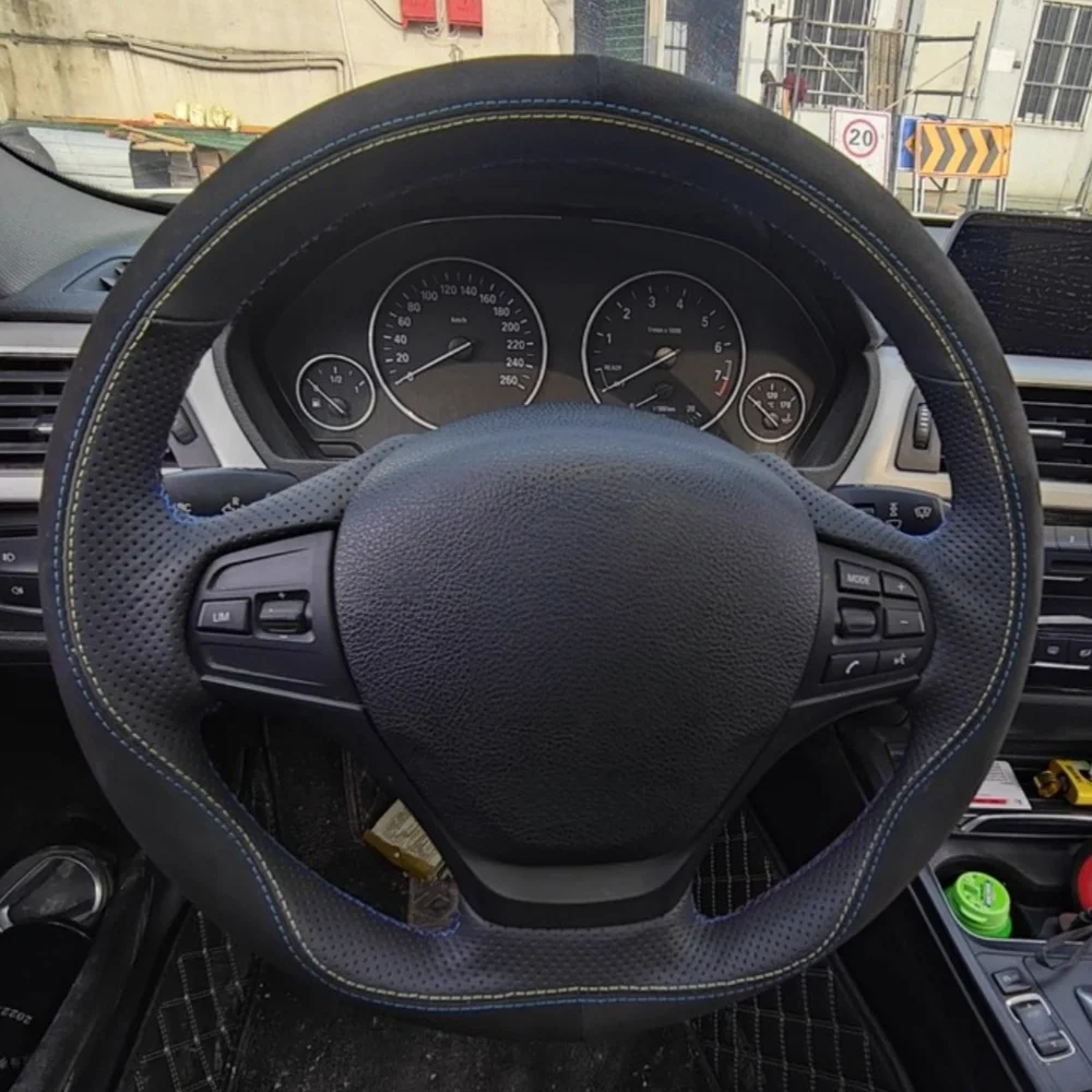 

Customize Car Steering Wheel Cover Suede Leather For BMW F20 F21 F22 F30 F31 F34 DIY Steering Wrap Car Interior Accessories