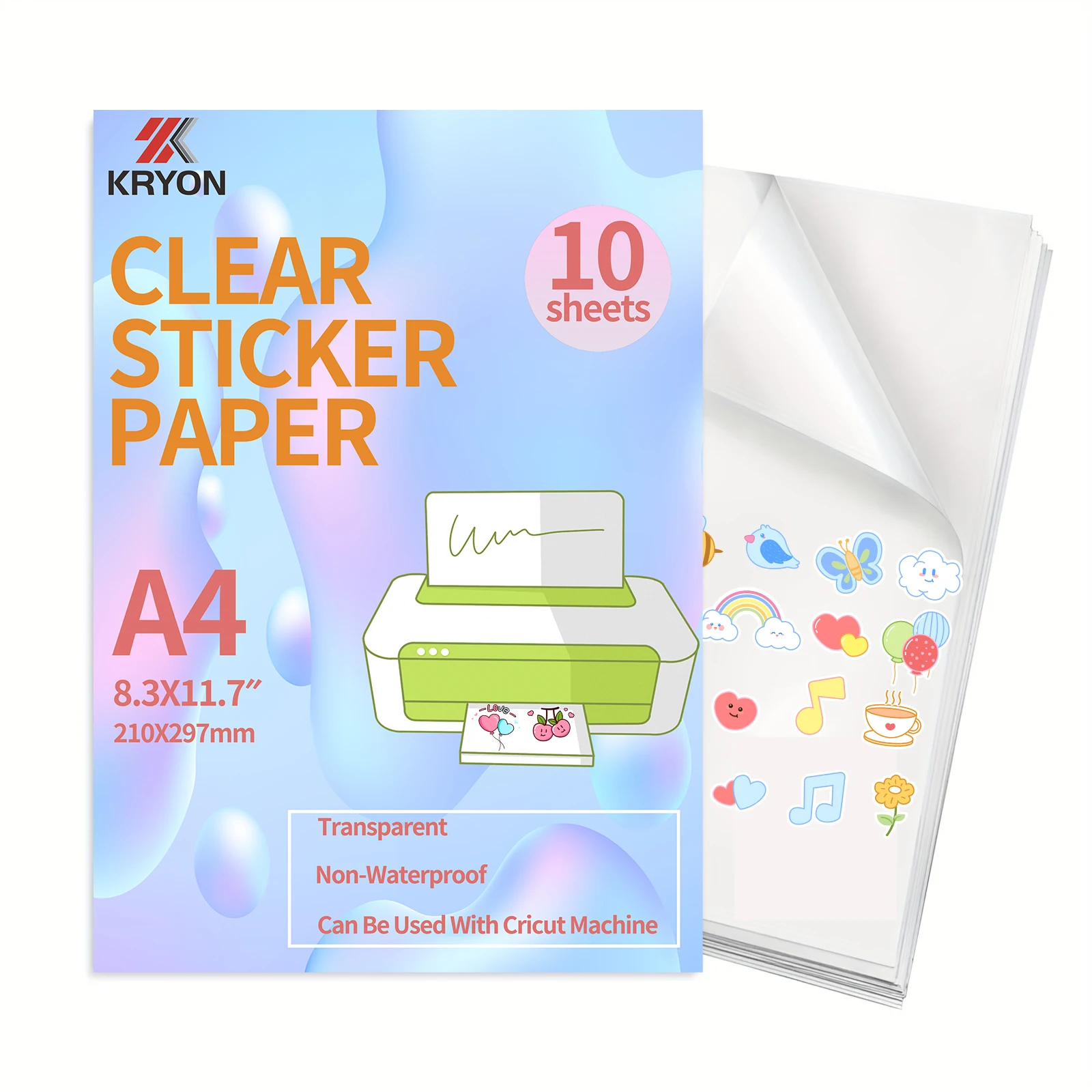 A4 10 قطعة حجم الرسالة 8.3 "x 11.7" ورق لاصق فينيل قابل للطباعة للطابعة النافثة للحبر 100% شفاف شفاف غير مقاوم للماء
