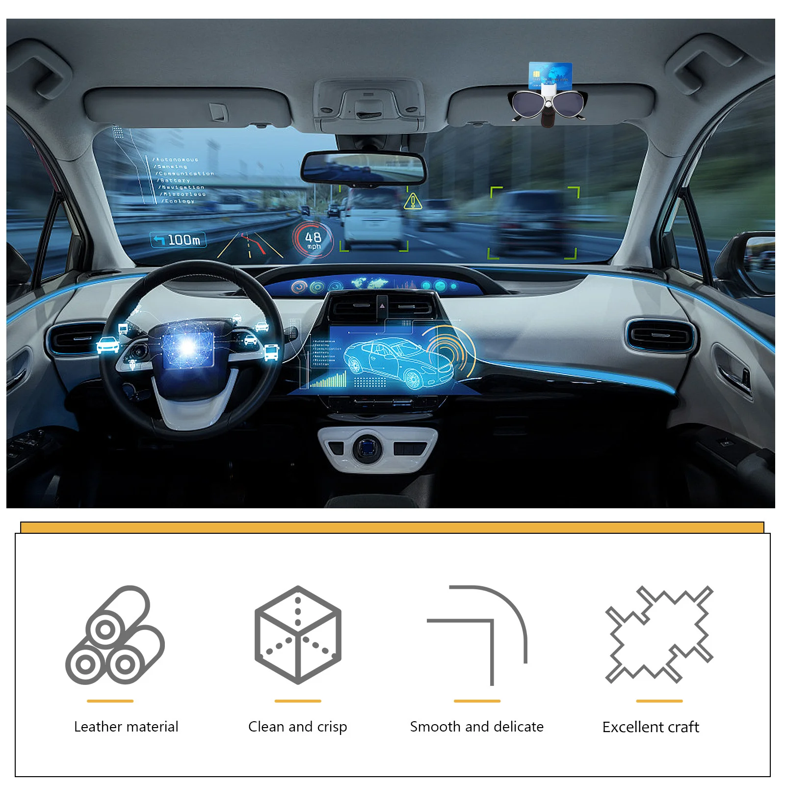 

2pcs Sunglasses Holder Visor Glasses Clip Eyeglass Card Ticket Storage Scratch Resistant Built-In Sponge Easy Install For Car