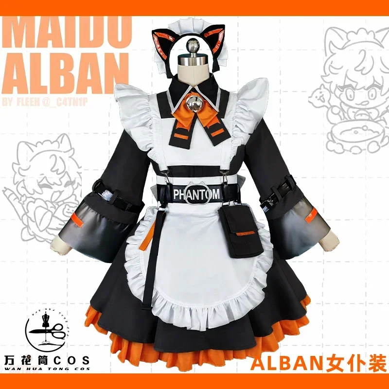 Game Vtuber YouTube Nijisanji Alban Cosplay Costume Halloween Party Outfit Women Maid Dress Suit Lovely Uniform