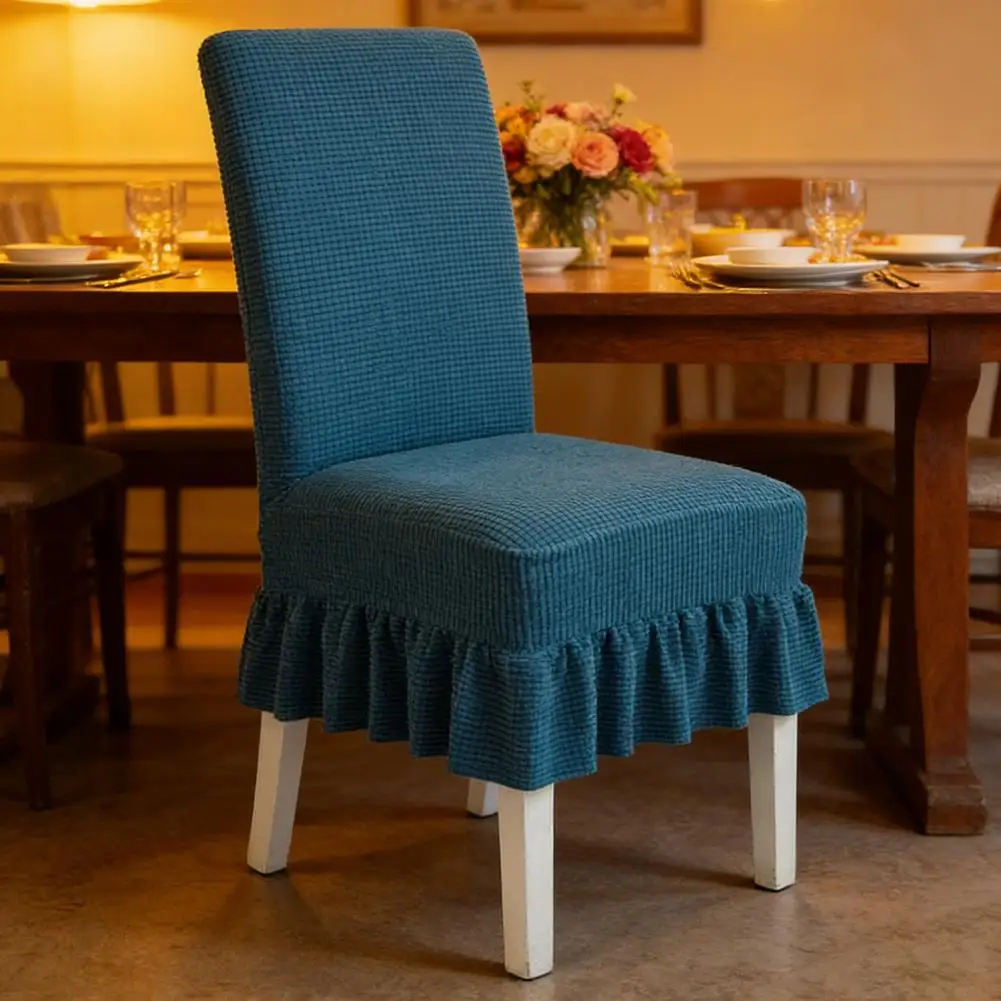 Fabric Pleated Chair Cover with Elastic Hem for Chairs Back Height 46-58 cm Clean Lines and Defined Skirt Profile