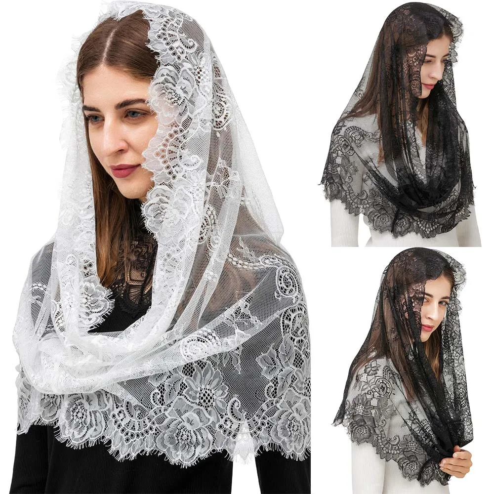 

Chapel Veil Catholic Latin Mass Lace Head Scarf For Church Spanish Veil Shawl Lace Mantilla Catholic Church Wedding Bride Veils