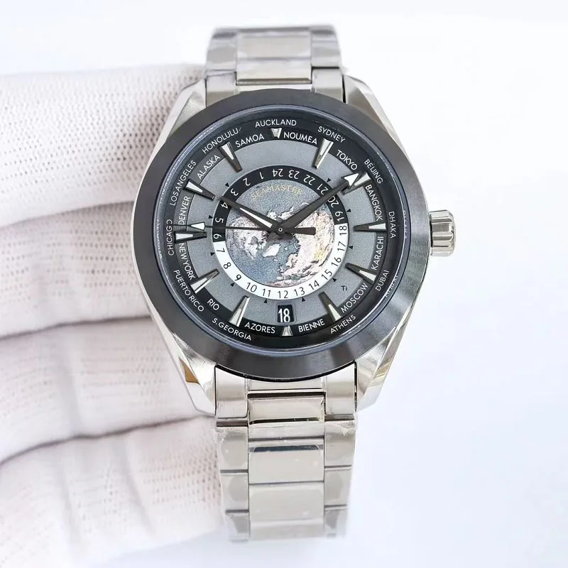 2024 New World Time Man Watch World Pattern Full Automatic Mechanical Men\'s Watches Luxury Classic Design Business Wristwatches