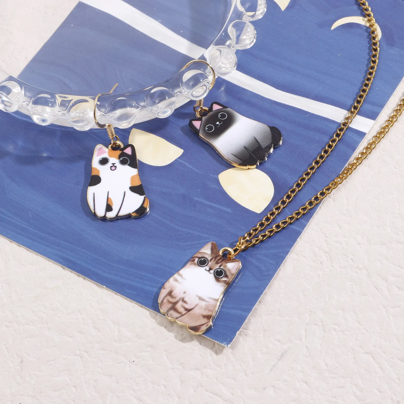 10 PCs Cute Cartoon Cat Enamel Charms Jewelry Making Gold Color Metal Animal Pendants DIY Necklace Bracelets 25mm x 17mm