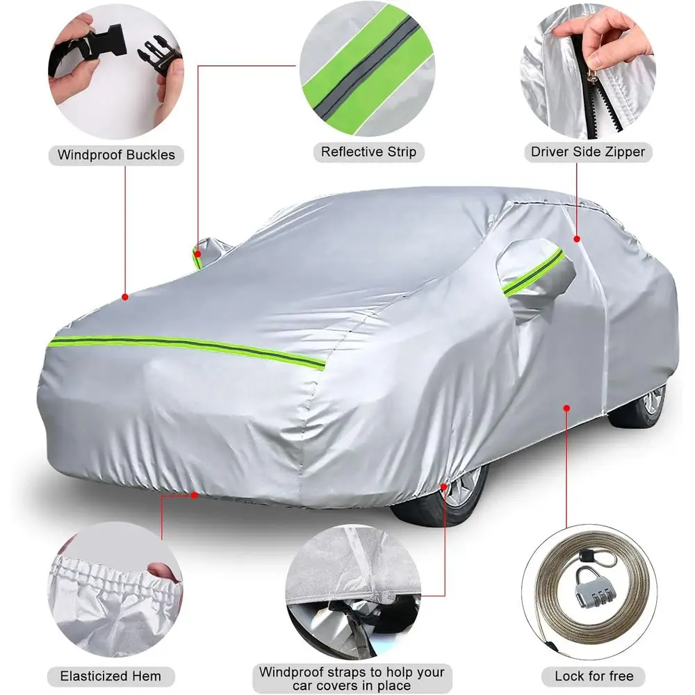 غطاء سيارة فضي مكون من 6 طبقات مناسب خصيصًا لسيارة نيسان ألتيما 2002-2025، مقاوم للطقس مع وصول بسحاب وأشرطة مقاومة للرياح #2