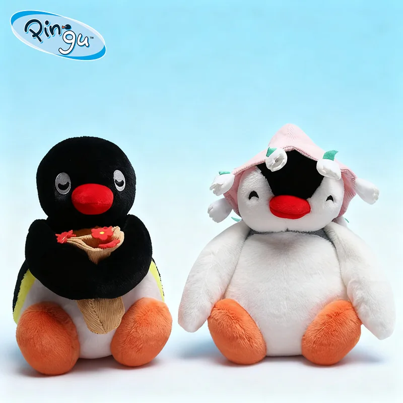 25 cm Genuino Pinguino Famiglia Ti Invia Un Bouquet Di Fiori Serie Peluche Cuscino Comfort Compagno Bambola Carina Ornamento Da Tavolo