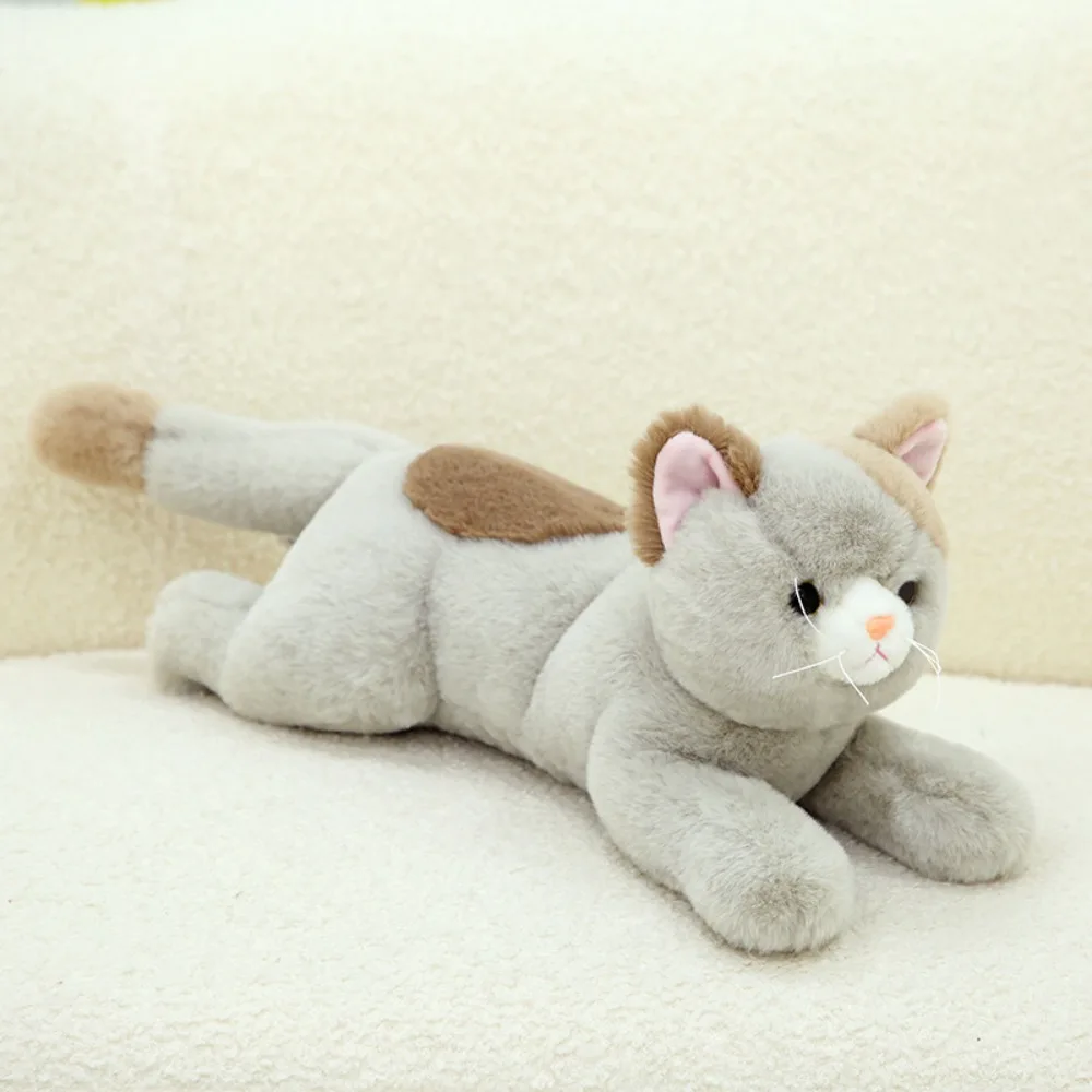 

50cm Size Imitation Lying Cat Toys Realistic Design Hairy Texture Simulation Stuffed Cat Soft Material Cute Simulation