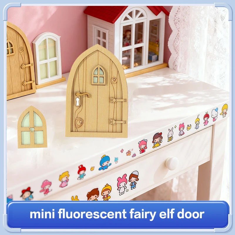 1Set Dollhouse Miniature Fluorescent Fairy Elf Door Window Model House Furniture Decor Toy