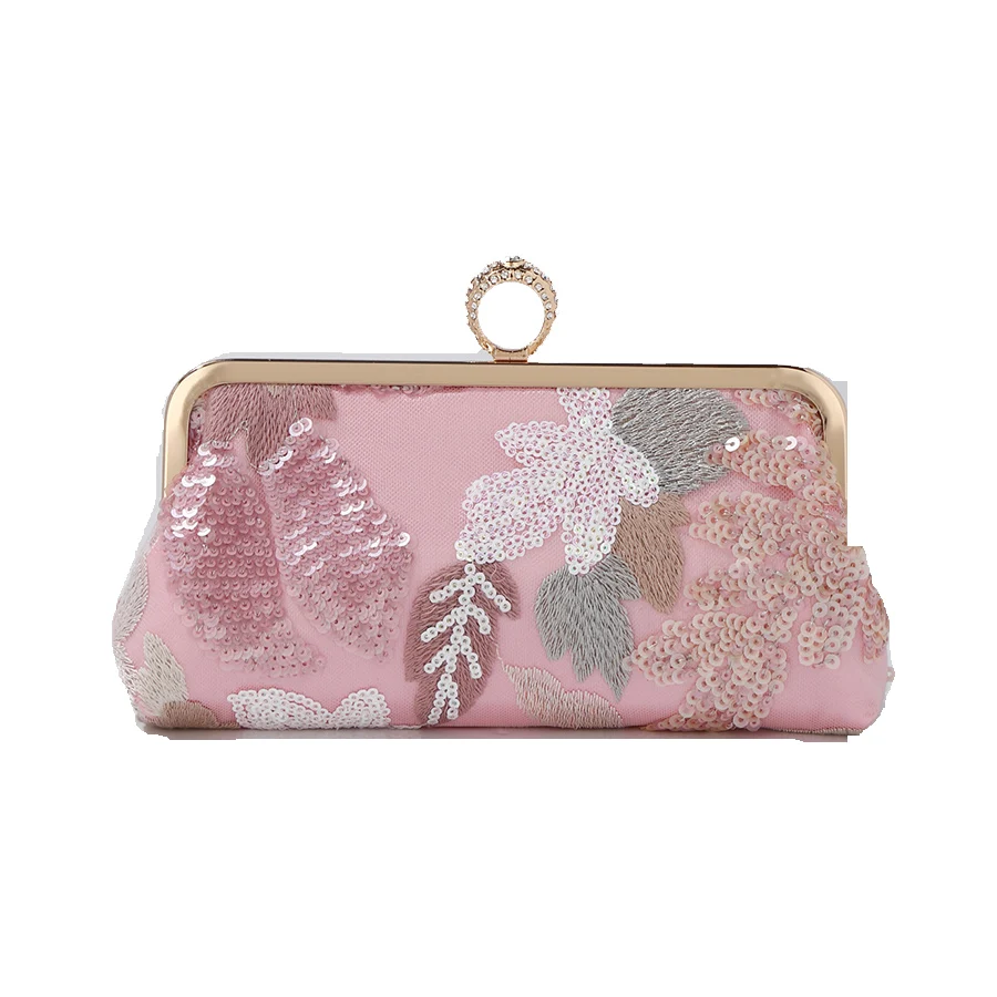 

Sequins Embroidery Clutch Bag for Women Chains Shoulder Crossbody Bags Casual Summer Beach Handbag Female Bali Party Clip Purses