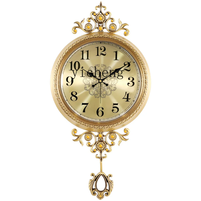 

XC High-Grade Brass Wall Clock Living Room Home Affordable Luxury Fashion Clock Wall Modern Simple European Luxury Clock