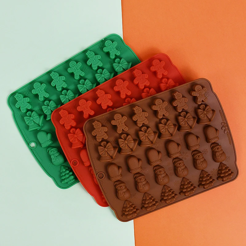 Christmas Chocolate Mold 3D Silicone Mold Gingerbread Man Snowman Gloves DIY Cookie Chocolate Kitchen Baking Tool New Year Noel