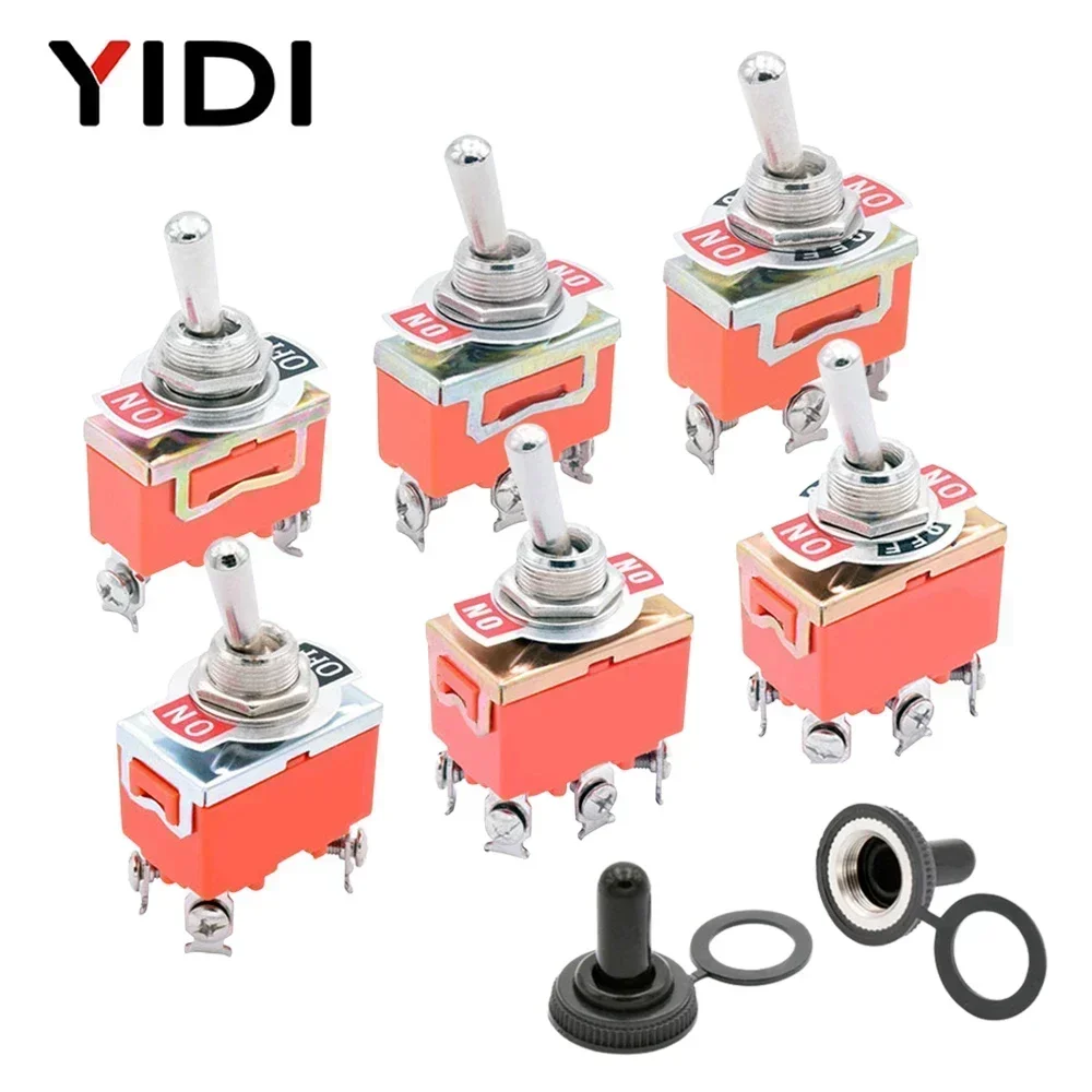 5pcs E-TEN1322 1021 1122 1221 1321 Toggle Switch SPST DPDT 250V 15A  2 3 Position Latching on-off on-on on-off-on Cap Waterproof