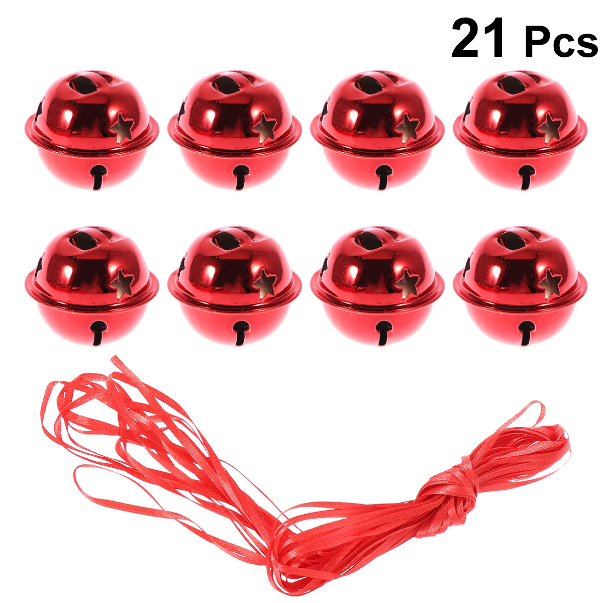 

21Pcs Christmas Bell Set Golden Jingle Bells Handmade -Point Star Ornaments for Tree Hanging Party Craft Decoration