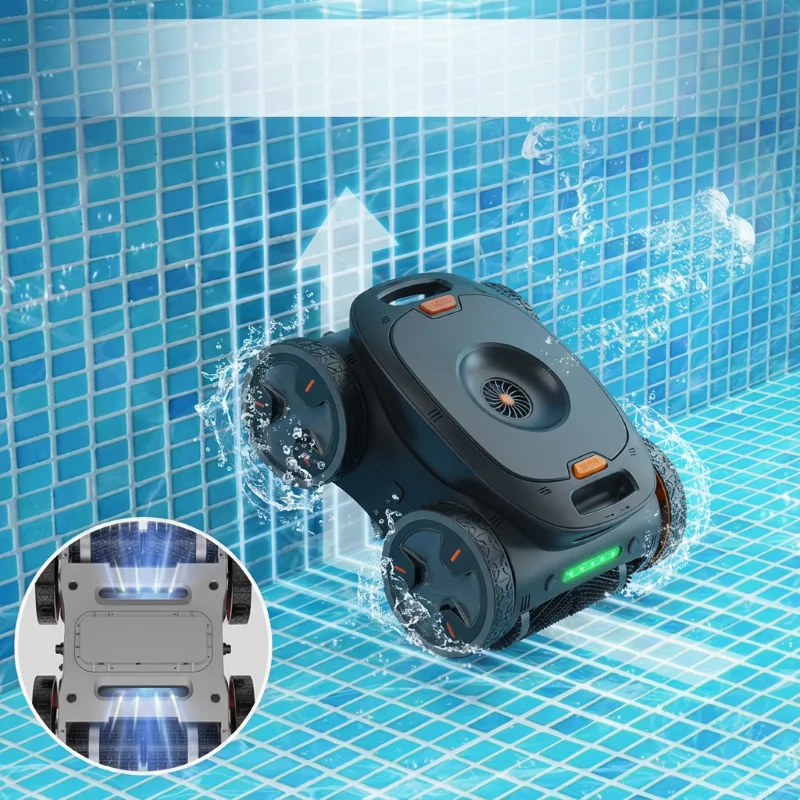 Addotron Cordless Pool Cleaning Robot | Factory With Cleaning Buoy (Cordless) (Bluetooth+Wifi) 9000 MAh Battery