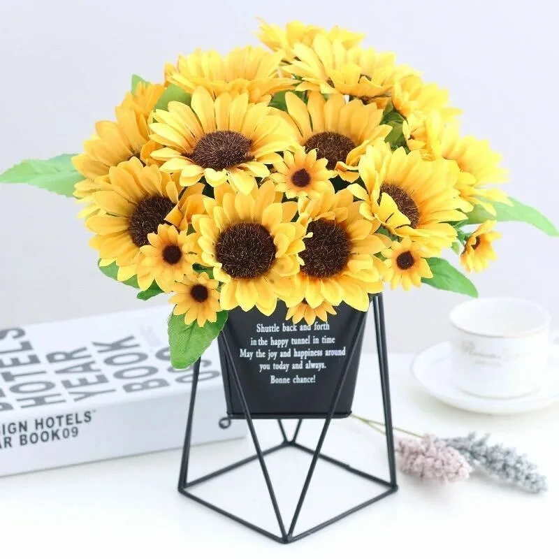 13 Heads Artificial Sunflower Home Bouquet Sunflower Stage Arrangement Fake Flowers Home Decor European Style